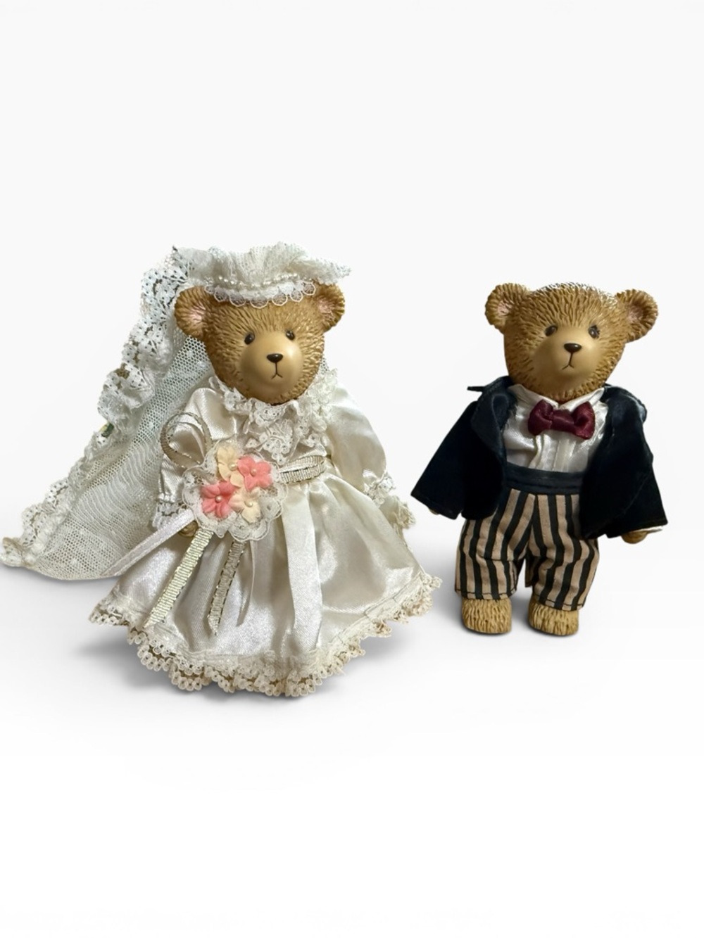 Vintage Russ Berrie "Teddy Town" Bride and Groom Set